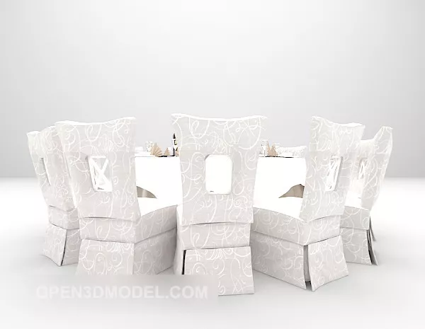 Restaurant White Round Table Chair 3d model Restaurant White Round Table Chair 3d model