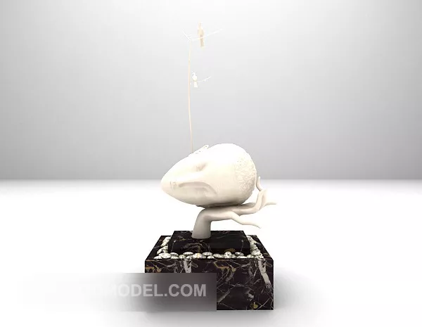 White Sculpture Tableware Furniture 3d model White Sculpture Tableware Furniture 3d model
