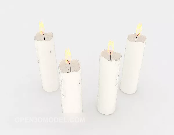 White Small Candle Set 3d model White Small Candle Set 3d model