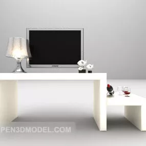 White Tv Cabinet Furniture Set 3d model