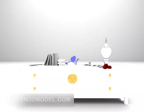 White Tv Cabinet With Tableware 3d model White Tv Cabinet With Tableware 3d model