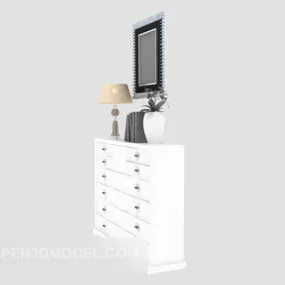 White Hall Cabinet Console Table 3d model
