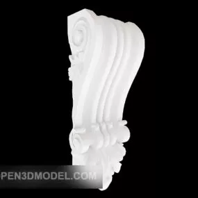 White Carved Component Column Decor 3d model