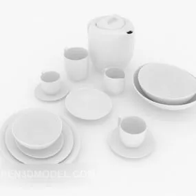 White Ceramic Dishes 3d model