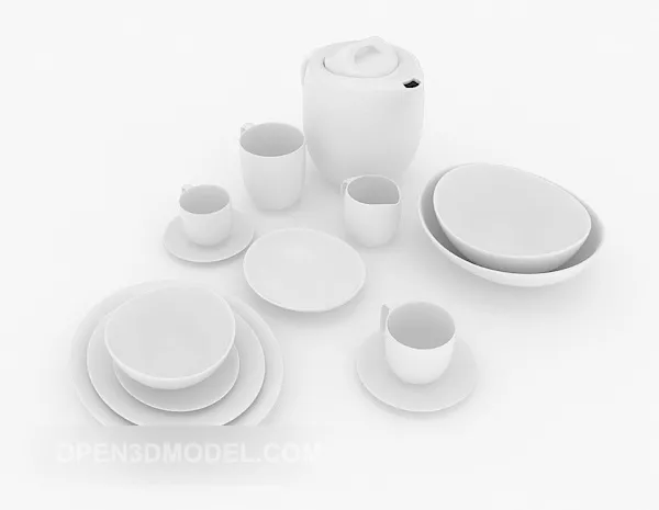 White Ceramic Dishes 3d model White Ceramic Dishes 3d model