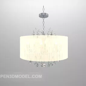 White Shade Chandelier V3 3d model