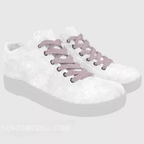 White Cloth Shoes 3d model