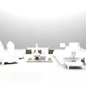 White Combo Sofa Furniture 3d model