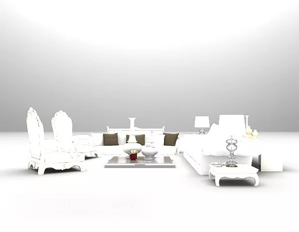 White Combo Sofa Furniture 3d model White Combo Sofa Furniture 3d model