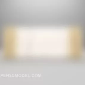 White Brown Curtains Home Furniture 3d model