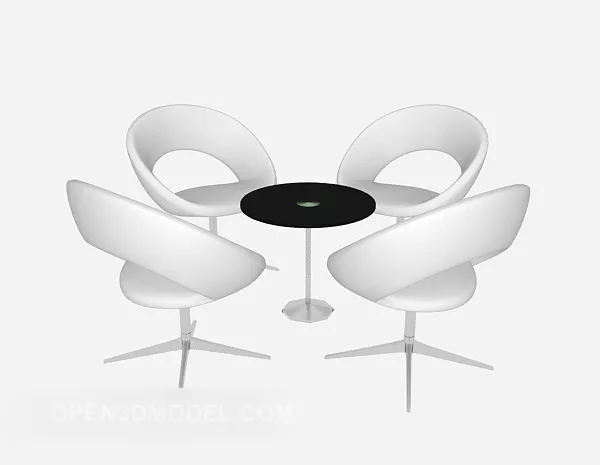 White Desk And Chairs 3d model White Desk And Chairs 3d model