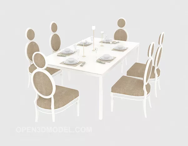 White Dining Table And Chair 3d model White Dining Table And Chair 3d model