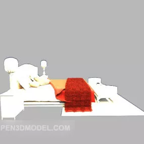White Double Bed V2 3d model