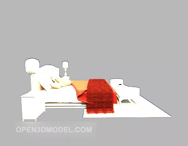 White Double Bed V2 3d model White Double Bed V2 3d model