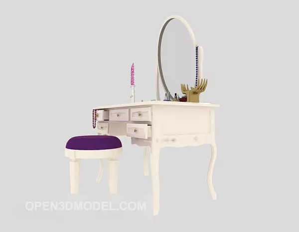 White Dresser With Mirror 3d model White Dresser With Mirror 3d model
