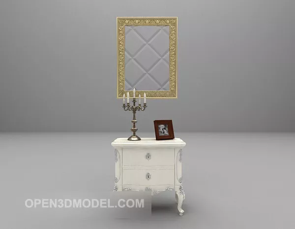White Entrance Hall Cabinet With Mirror 3d model White Entrance Hall Cabinet With Mirror 3d model
