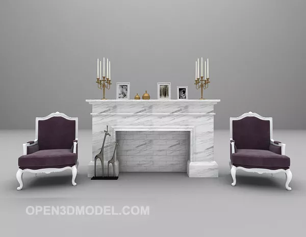 Different Style Of Fireplace Furniture 3d model