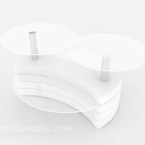 White Glass Round Coffee Table 3d model