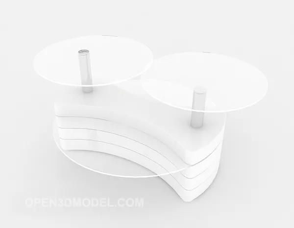 White Glass Round Coffee Table 3d model White Glass Round Coffee Table 3d model