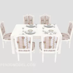 White Home Dining Table 3d model