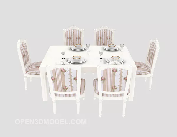 White Home Dining Table 3d model White Home Dining Table 3d model