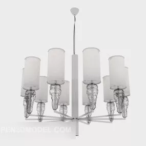 White Shade Home Modern Chandelier 3d model