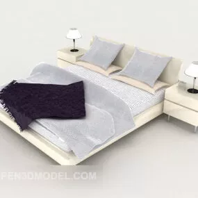 White Home Modern Double Bed 3d model