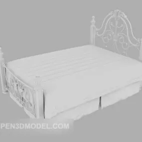Iron Frame Bed White Mattress 3d model