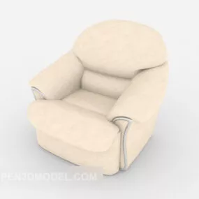 White Leather Single Sofa 3d model