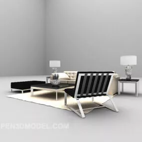 White Leather Modern Sofa 3d model