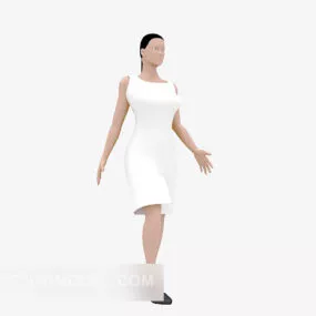 White Long Skirt Lady Character 3d model