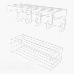 White Metal Hook Furniture 3d model