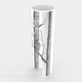 White Minimalist Column Decor 3d model