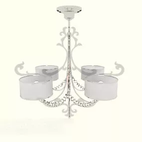 White Minimalist Crystal Chandelier 3d model