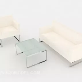 White Modern Combination Sofa 3d model