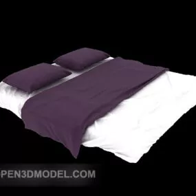White Modern Double Bed 3d model