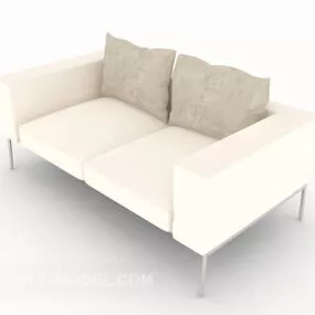 White Modern Simple Double Sofa 3d model