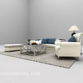 White Modern Sofa Large Full Sets 3d model