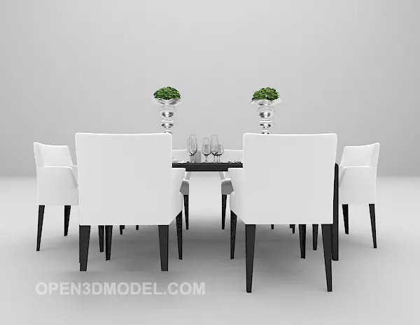 White Modern Dinning Table Furniture 3d model White Modern Dinning Table Furniture 3d model