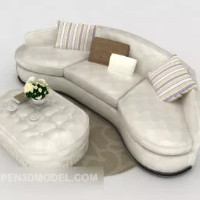 White Curved Home Sofa 3d model
