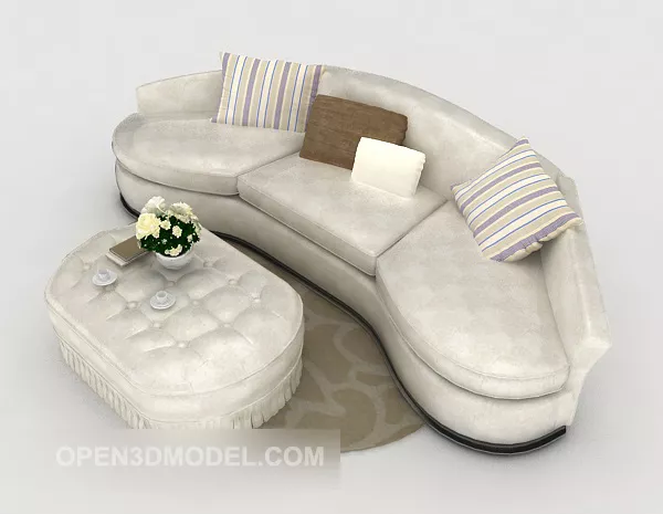 White Curved Home Sofa 3d model White Curved Home Sofa 3d model