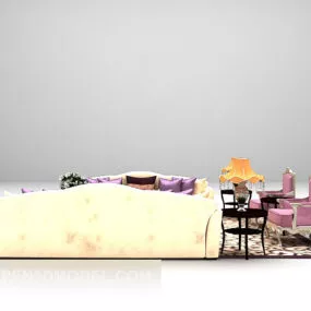 Home Yellow Multiplayer Sofa Combination 3d model
