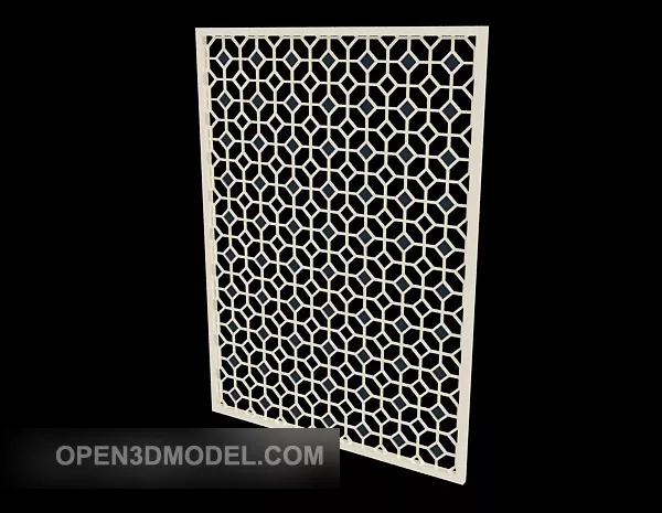 Wood Screen Partition With Photo Frame 3d model