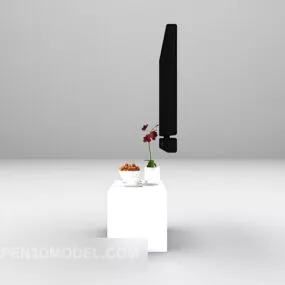 White Simple Tv Cabinet With Decoration 3d model