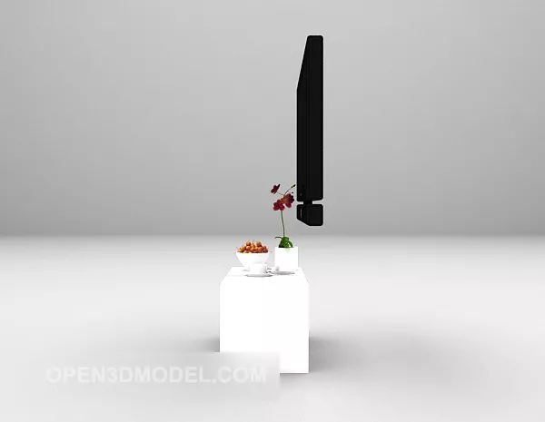 White Simple Tv Cabinet With Decoration 3d model White Simple Tv Cabinet With Decoration 3d model