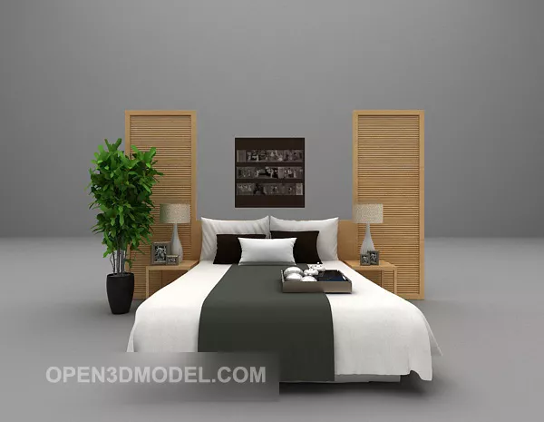 White Simple Double Bed 3d model White Simple Double Bed 3d model