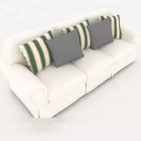 White Simple Multiplayer Sofa 3d model