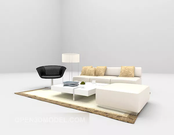 White Modern Sofa Furniture Set 3d model White Modern Sofa Furniture Set 3d model