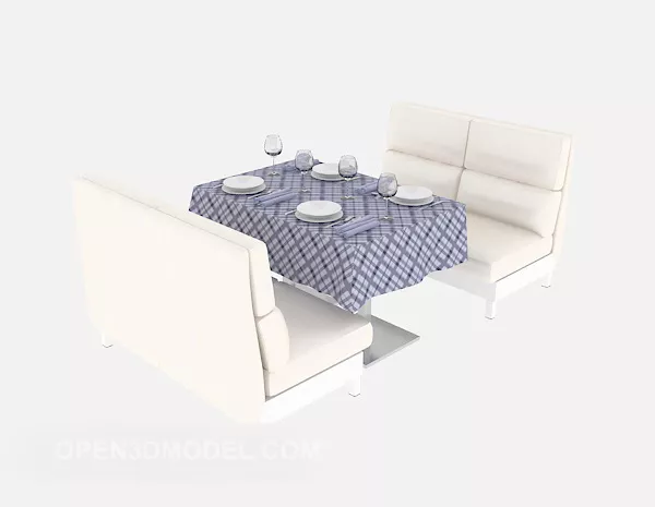 White Sofa Chair Dining Table 3d model White Sofa Chair Dining Table 3d model