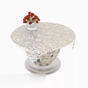 White Sofa Side Table Round Shaped 3d model